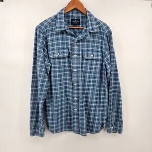 American Eagle Men's Medium Flannel Shirt Long Sleeve Blue Classic Fit Cotton